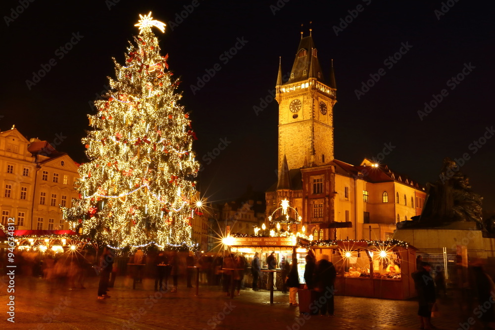 Fototapeta premium Christmas in Oldtown square Prague, Czech Republic