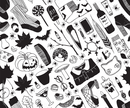 Halloween black and white pattern.