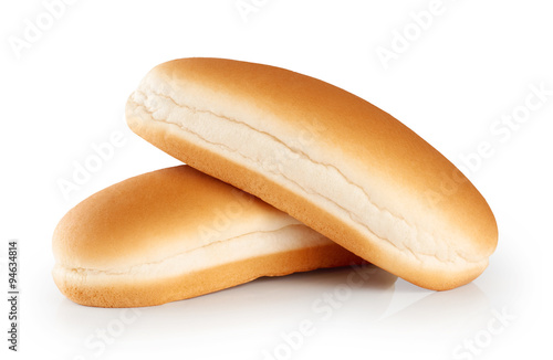 Hot dog buns  isolated on white background. photo
