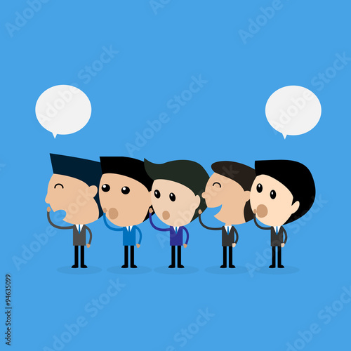 businessman whisper some message to others  communication concep