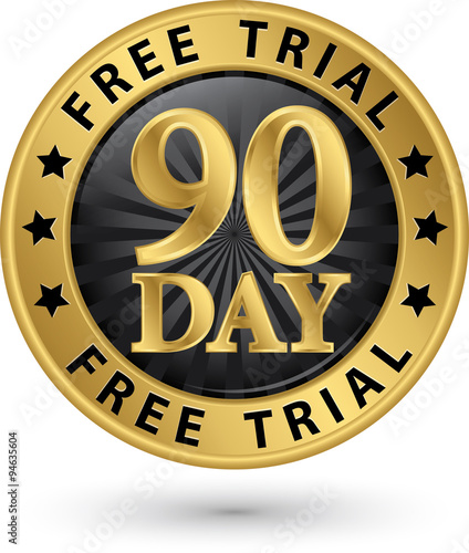 90 day free trial golden label, vector illustration