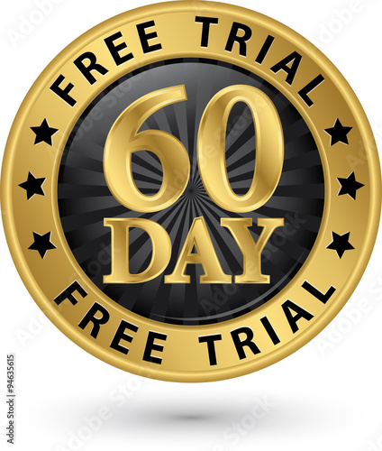 60 day free trial golden label, vector illustration