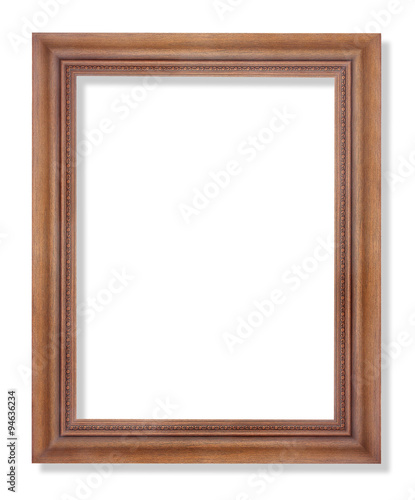 wooden picture frame isolated on white background