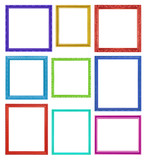 The colorful frames on the white background