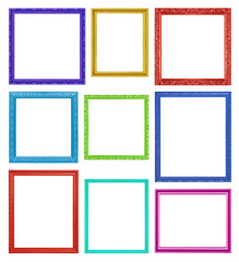 The colorful frames on the white background