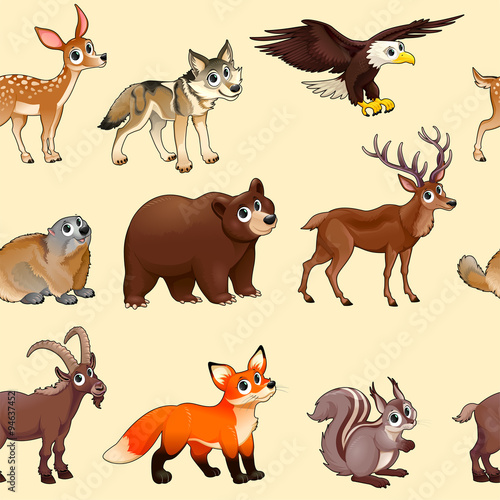 Cartoon mountain animals pattern © ddraw