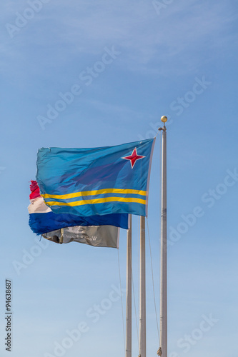 Flag of Aruba on Flagpole