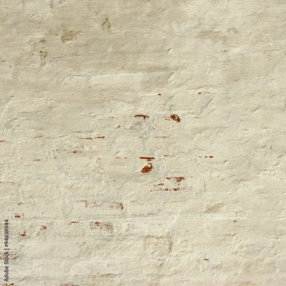 Retro Cream Color Brick Wall With Dingy Whitewashed Plaster Text Retro Cream Color Brick Wall With Dingy Whitewashed Plaster Text