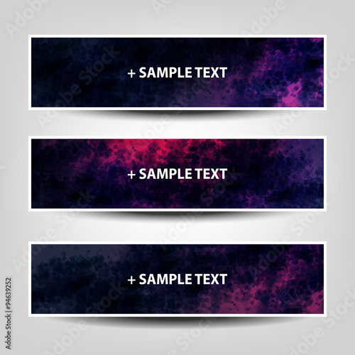 Set of Horizontal Banner / Cover Background Designs / Ad Banner Templates - Colors: Blue, Purple, Pink