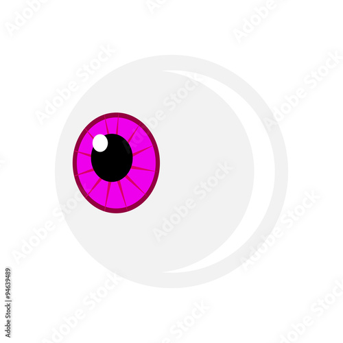 Halloween eyeball vector symbol. Purple pupil eye illustration isolated on white background.