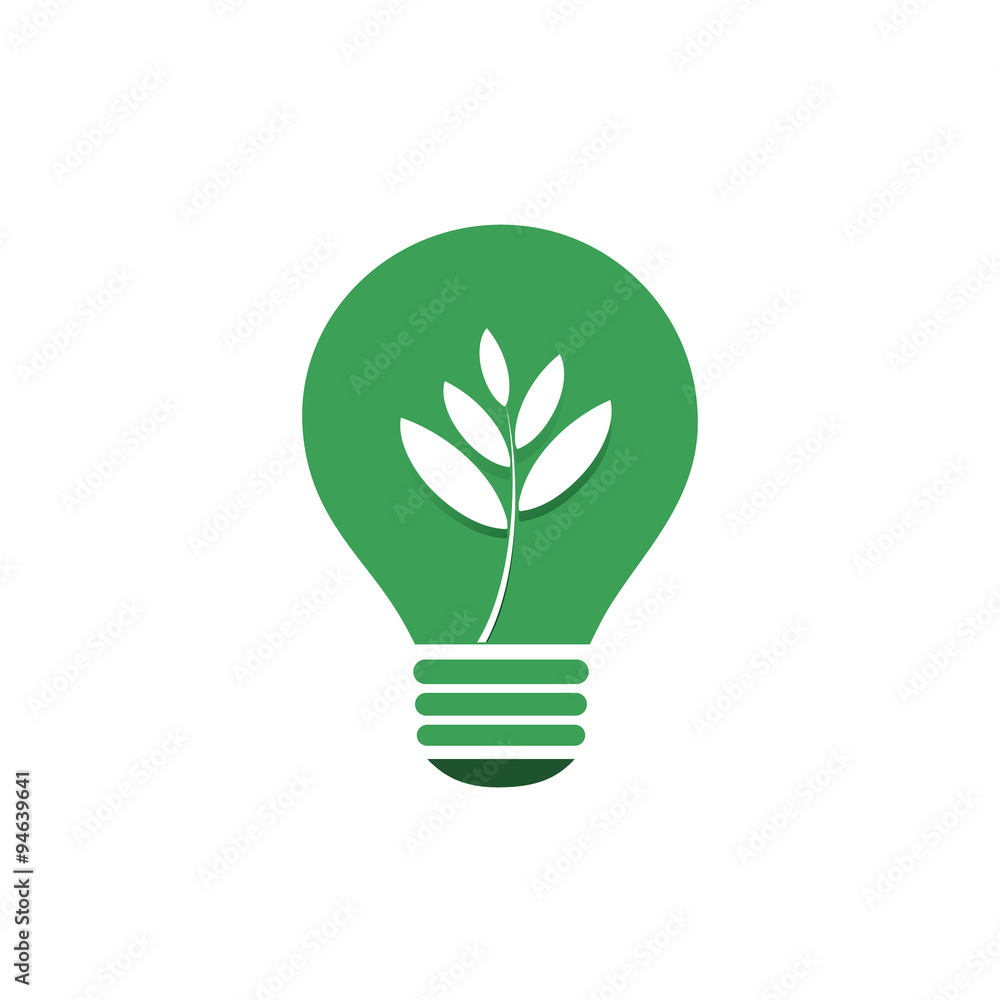 Green Eco Energy Concept Icon - Plant Inside the Light Bulb Green Eco Energy Concept Icon - Plant Inside the Light Bulb