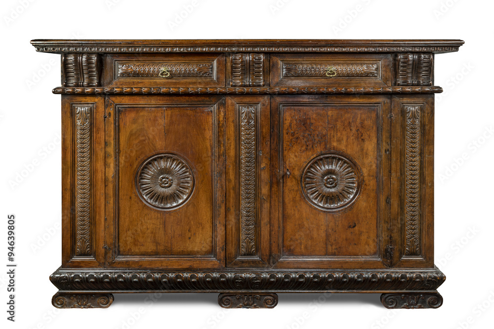 Old original Italian vintage wooden carved sideboard buffet cabinet  Stock-Foto | Adobe Stock