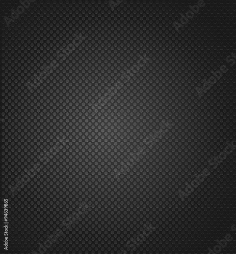 Technology background with seamless circle perforated carbon speaker grill texture. Vector