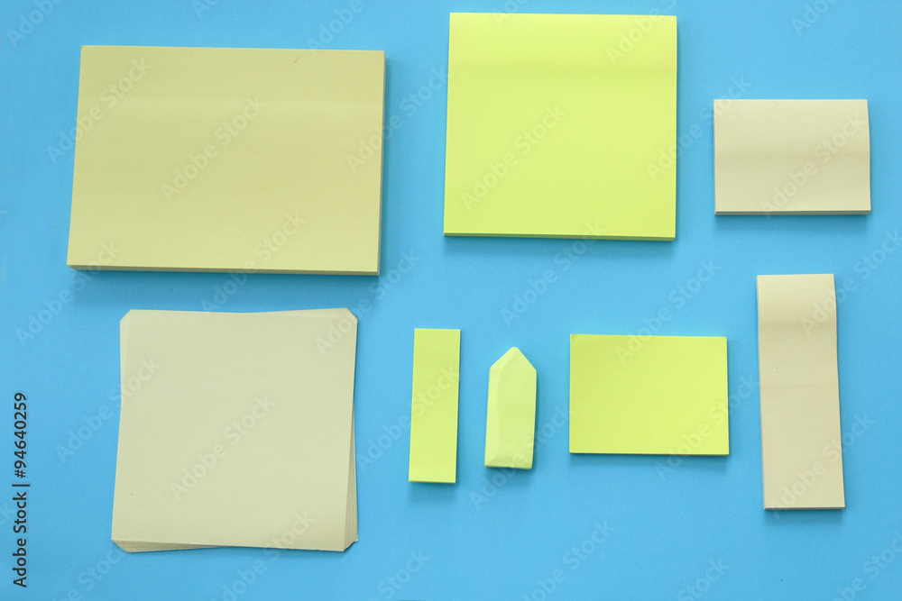 Variety of blank stick note paper Variety of blank stick note paper