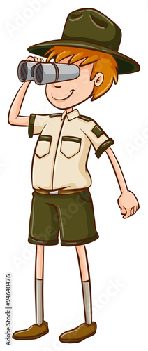 Park ranger looking through binocular