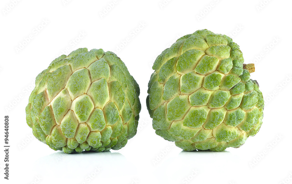 Sugar Apple (custard apple, Annona, sweetsop) on white backgroun Sugar Apple (custard apple, Annona, sweetsop) on white backgroun
