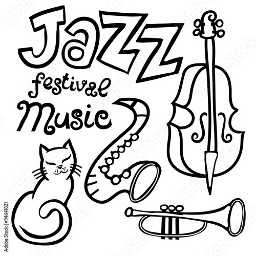 Photography Cartoon Jazz music festival element set