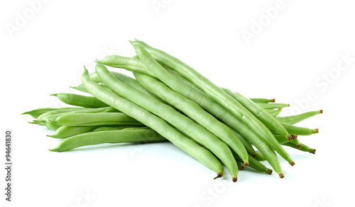 Green beans on white background
