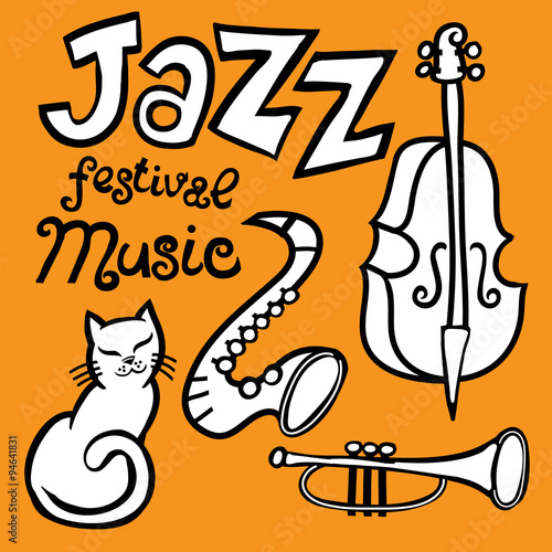Canvas Print Cartoon Jazz music festival element set