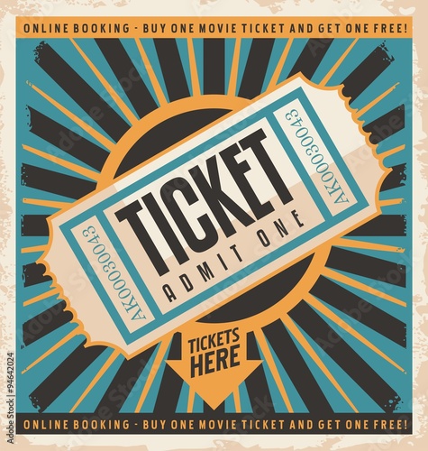 Cinema ticket retro poster