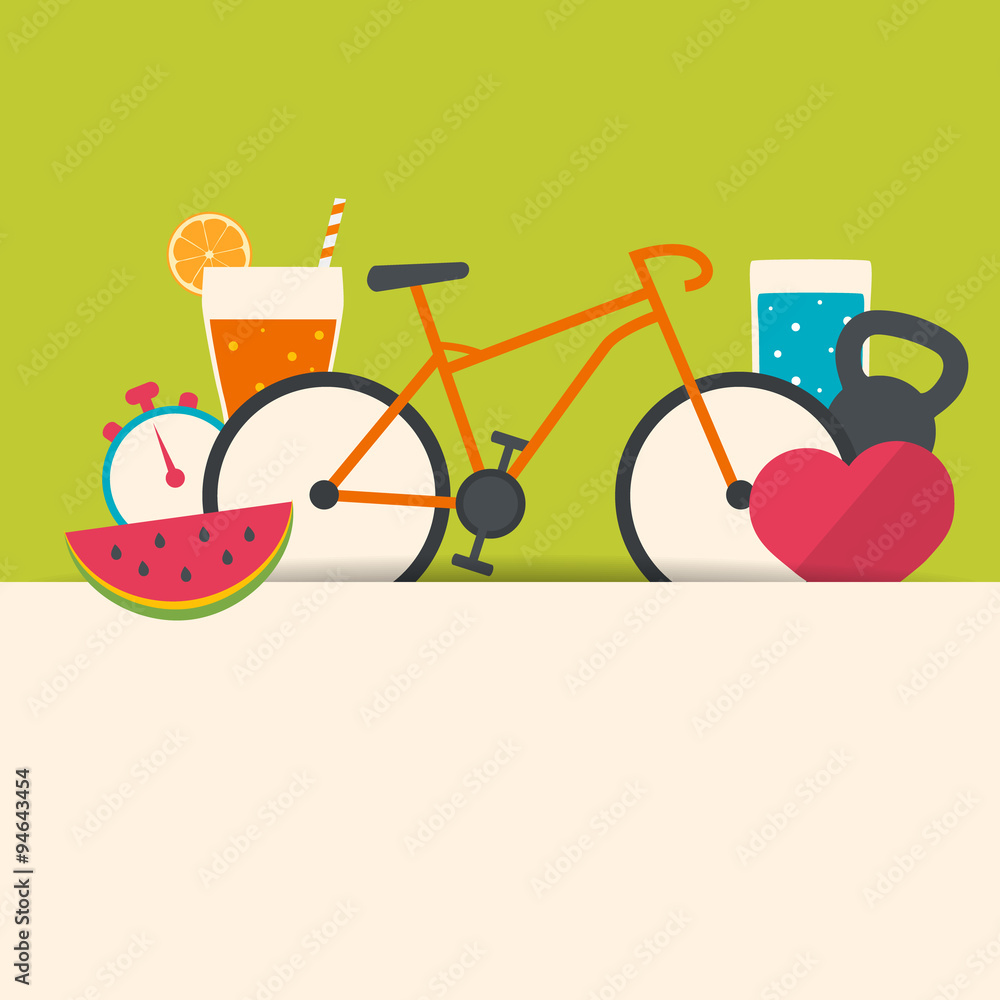 Healthy lifestyle concept in flat design. Vector illustration.
