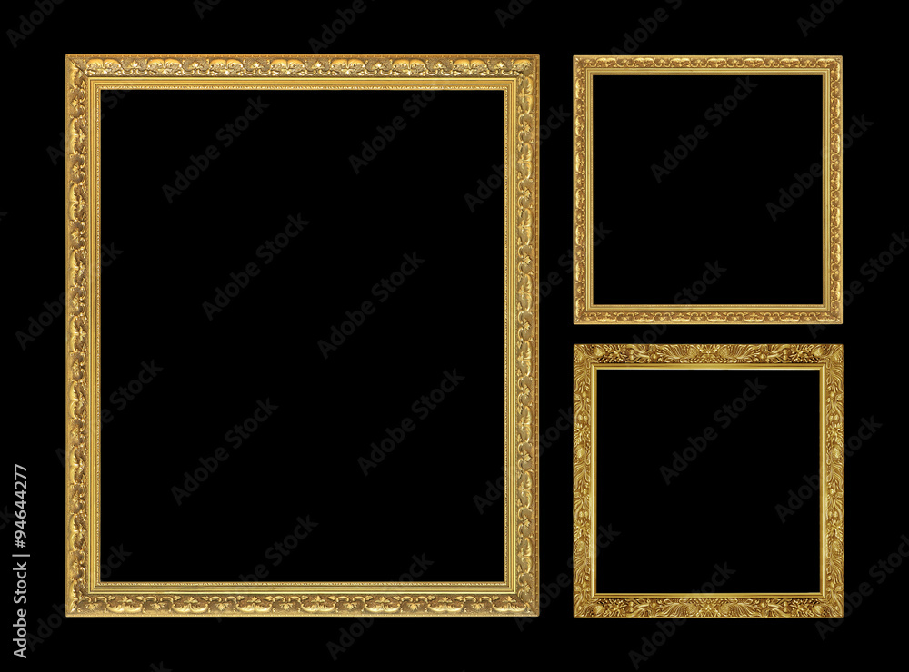 The antique gold frame on the white background The antique gold frame on the white background