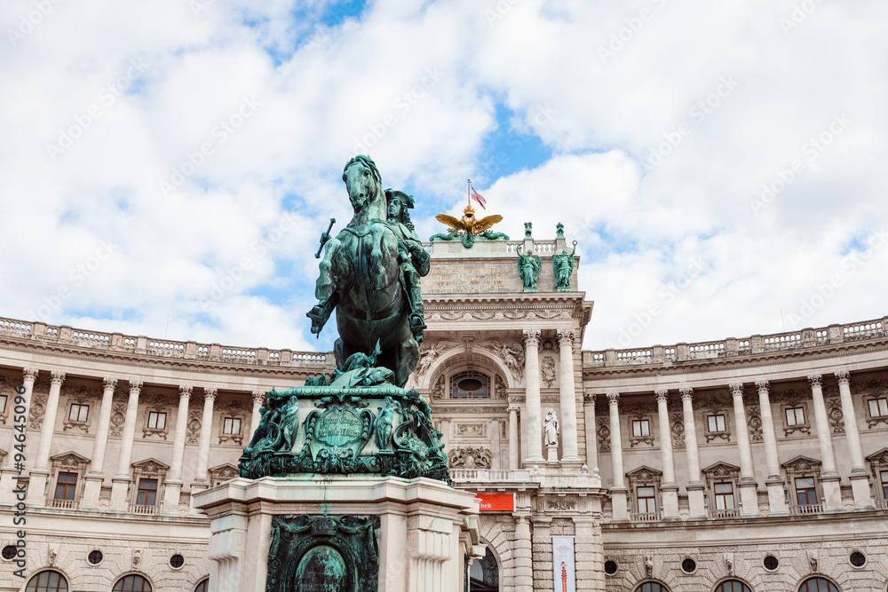 statue Prince Eugene and Neue Burg Palace, Vienna