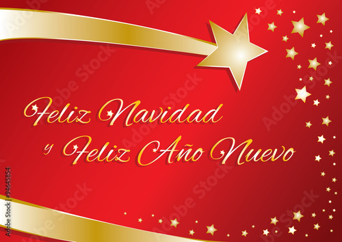 biglietto vettoriale buon natale e felice anno nuovo in spagnolo
