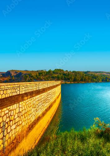 the Marathonas dam at Marathonas lake near Athens in Greece. HDR processed photo