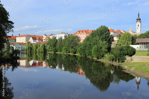 Colorful medieval Town Pisek above the river Otava, Czech Republic