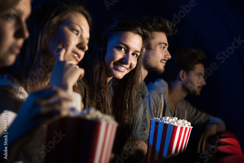 Group of friends in the movie theater