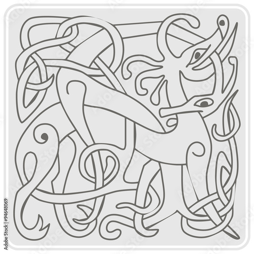 monochrome icon with celtic art and ethnic ornaments for your design