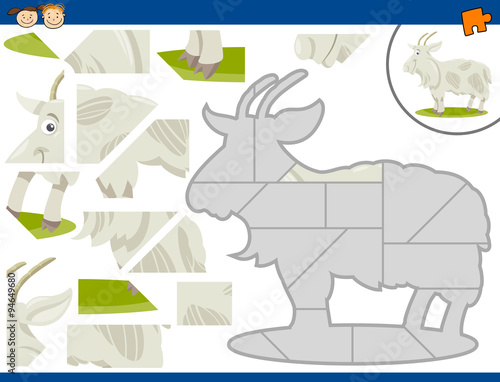 cartoon goat jigsaw puzzle task
