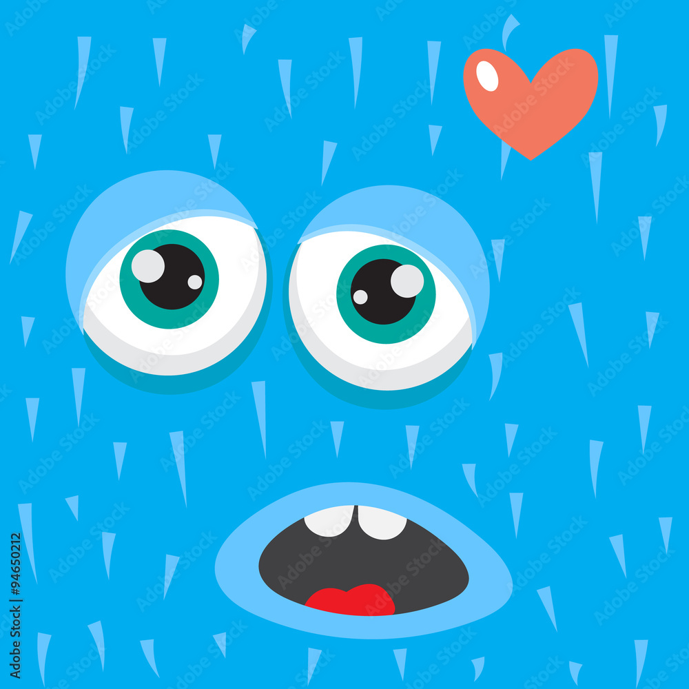 Blue monster face cartoon personage. Blue monster face cartoon personage.