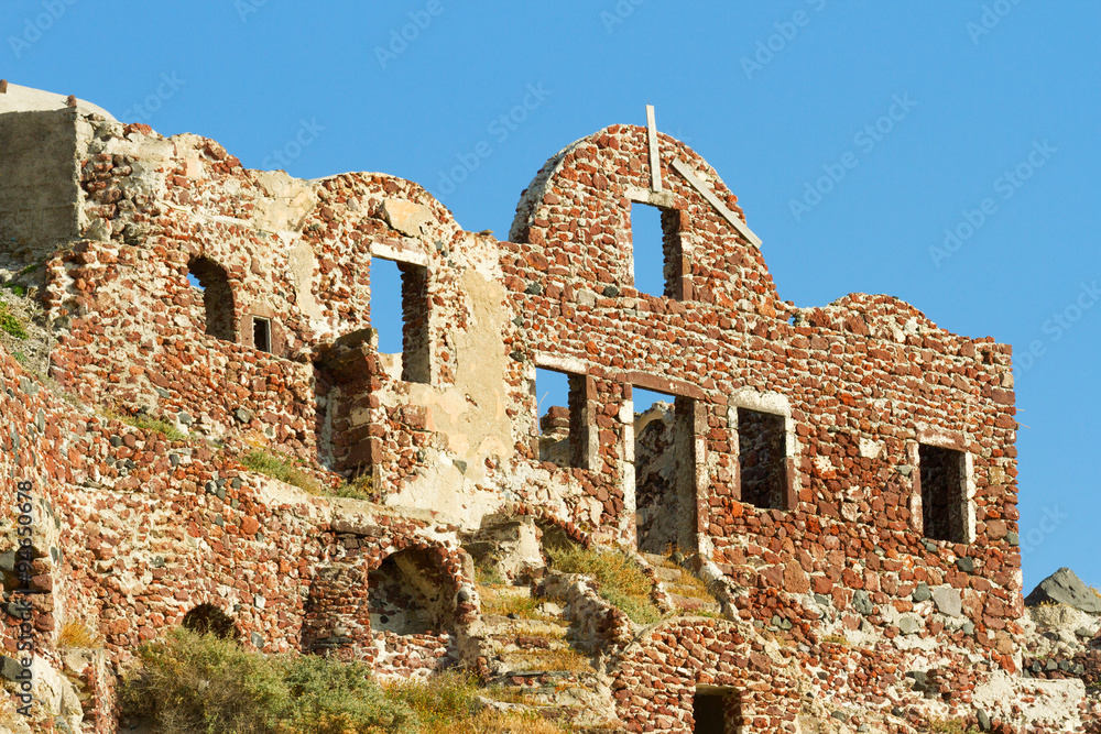 Ancient Castle Ruins in Oia, Santorini