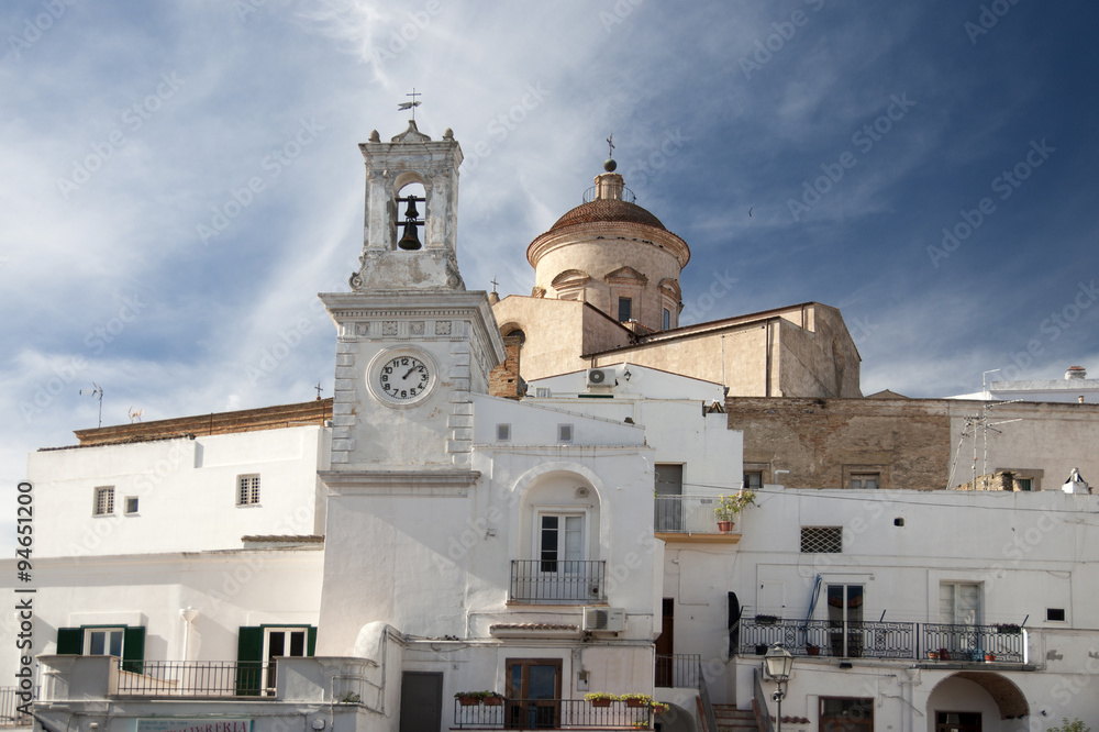 Fototapeta premium Bell tower with clock in Pisticci south Italy