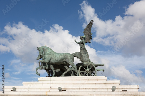 quadriga on top of Monument Vittorio Emanuele II in Rome  Italy