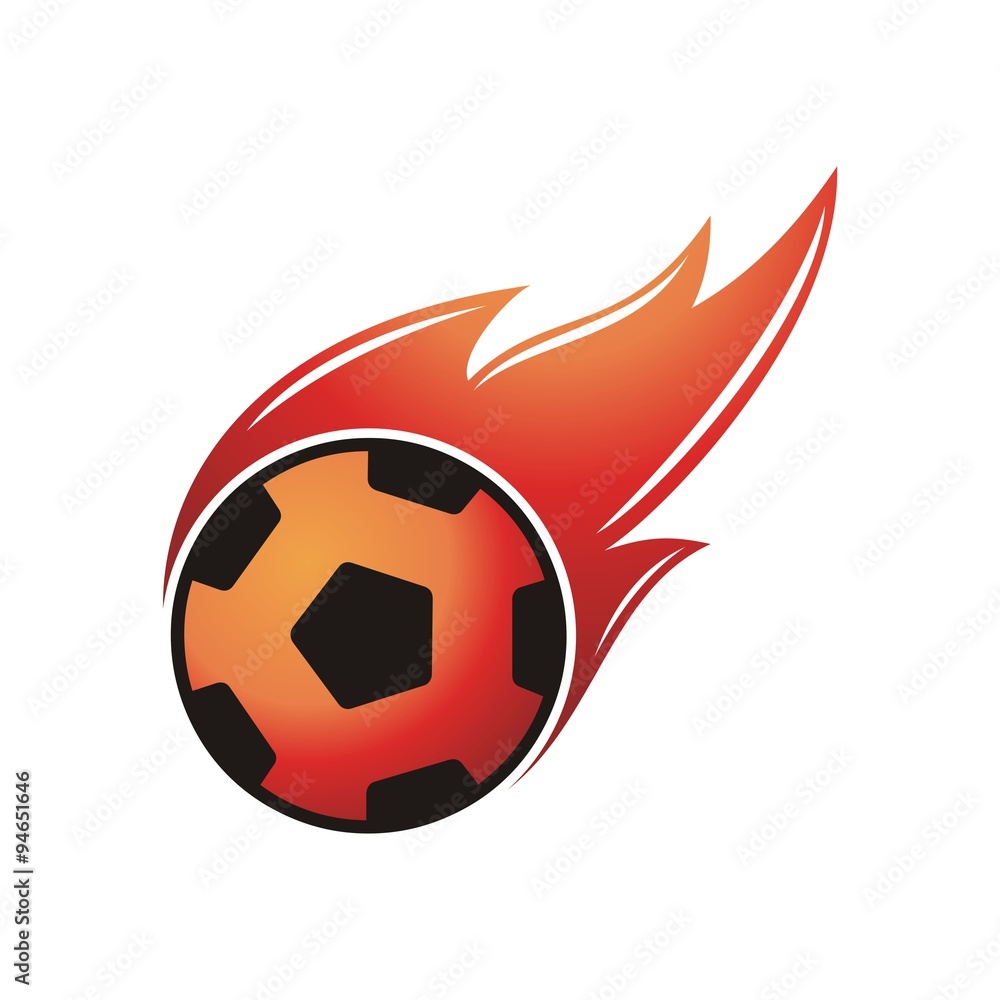Fototapeta premium Fire Soccer Design Logo Vector - Illustration