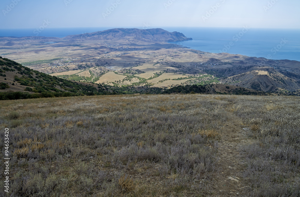 Semi-desert landscape on the shores of the Black Sea. Crimea.