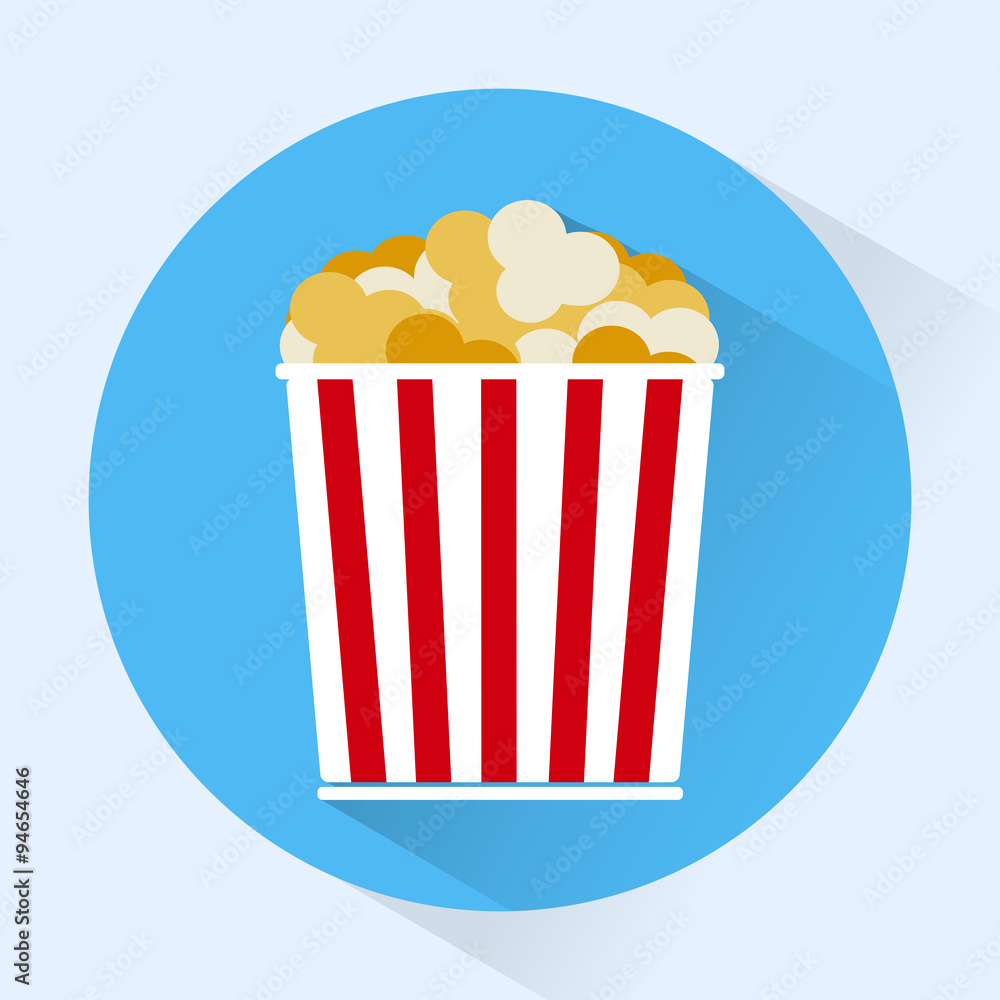 Bucket of popcorn colorful round icon