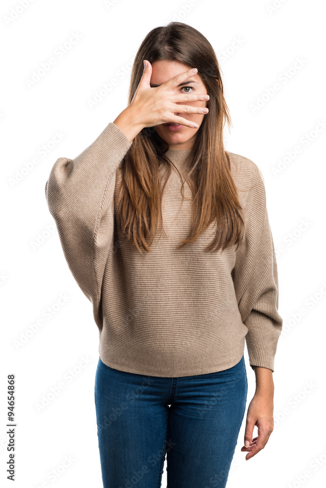 Fototapeta premium Girl covering her face