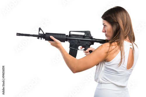Girl holding a rifle