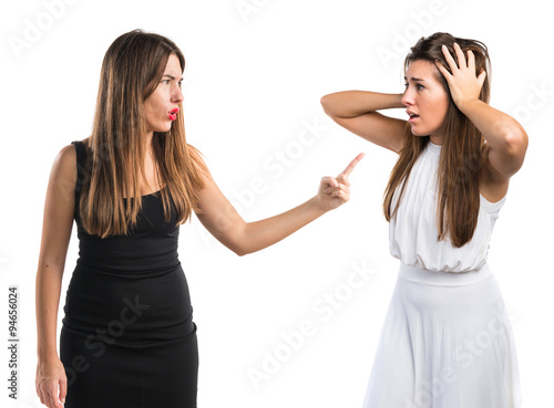 Woman shouting at her sister
