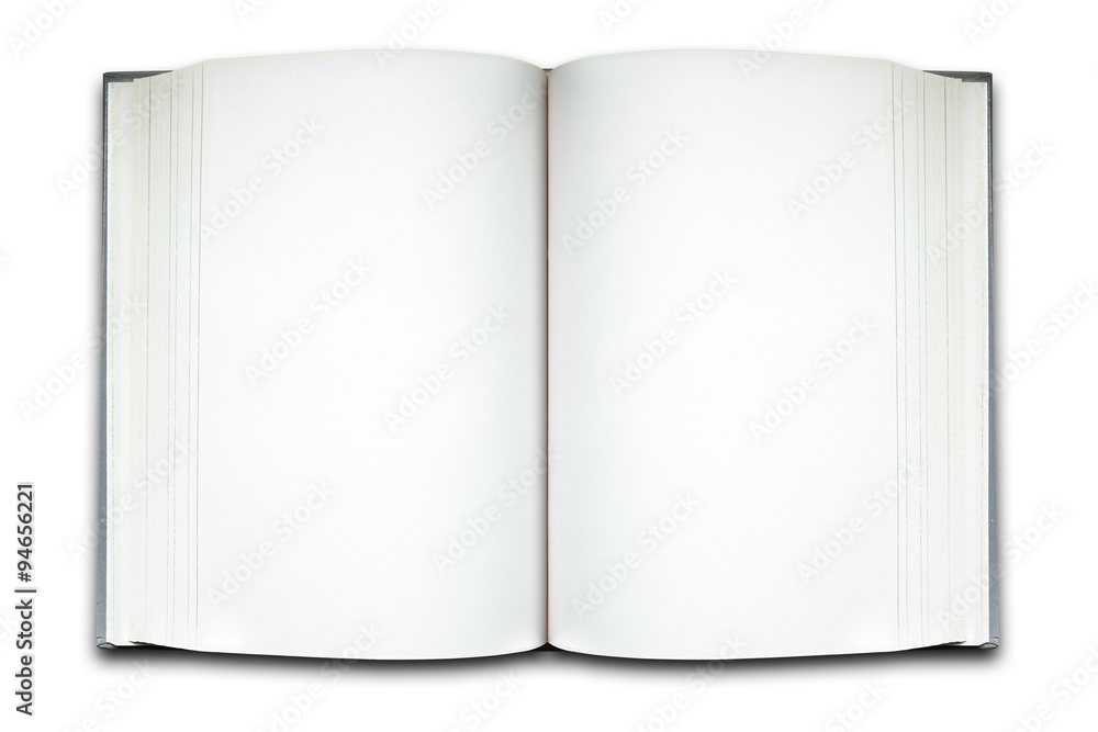 Open blank notebook on white background Open blank notebook on white background