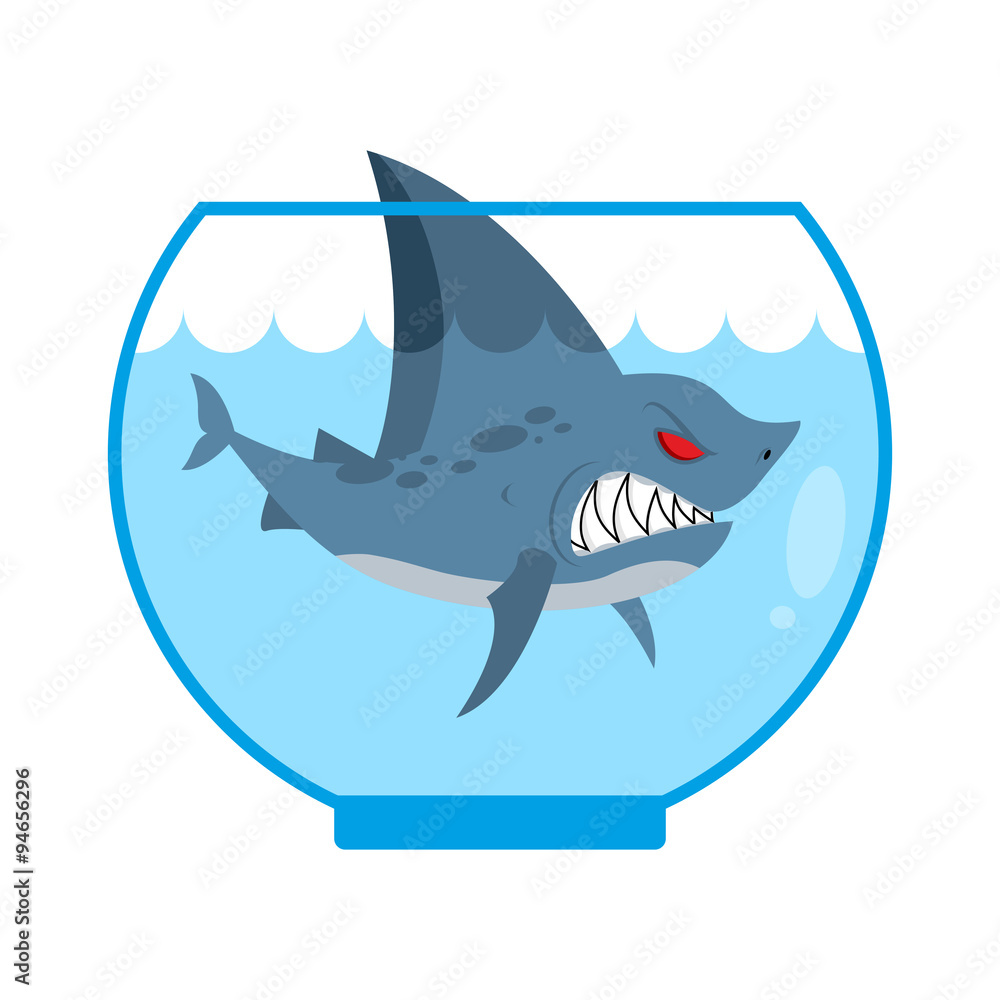 Obraz premium Shark in Aquarium. Angry Marine predator with large teeth. Home