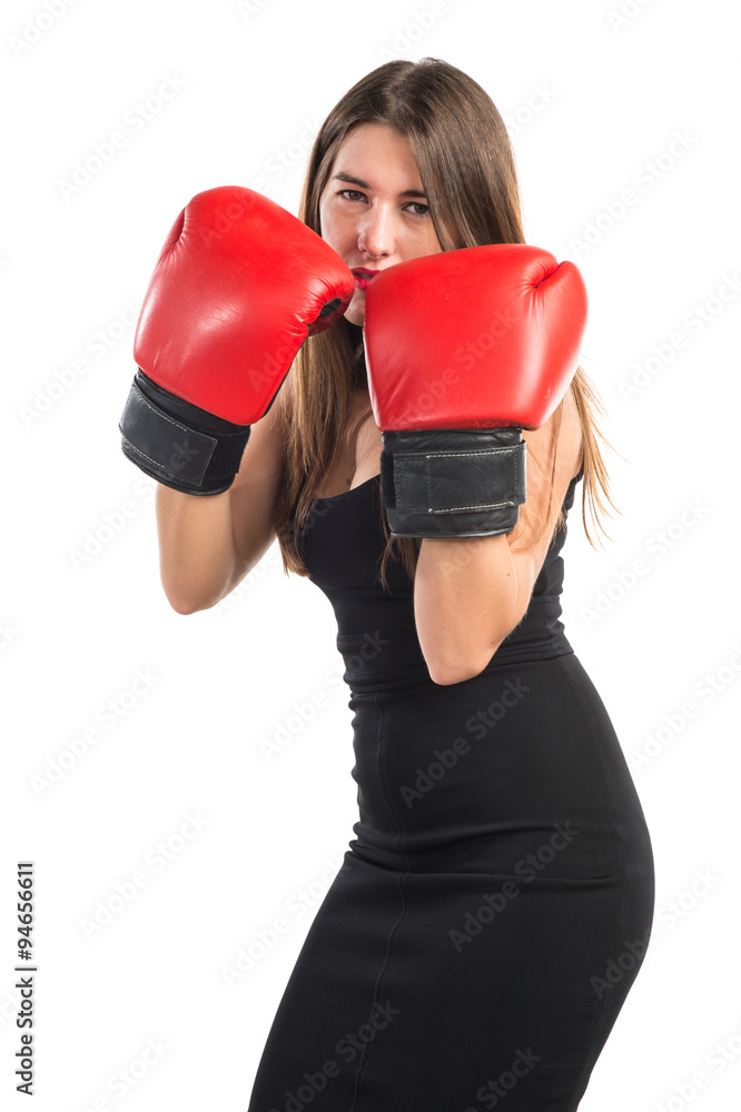 Girl with boxing gloves Girl with boxing gloves