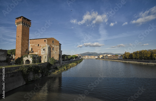 The citadel of Pisa from a bridge