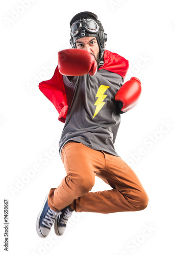 Superhero with boxing gloves