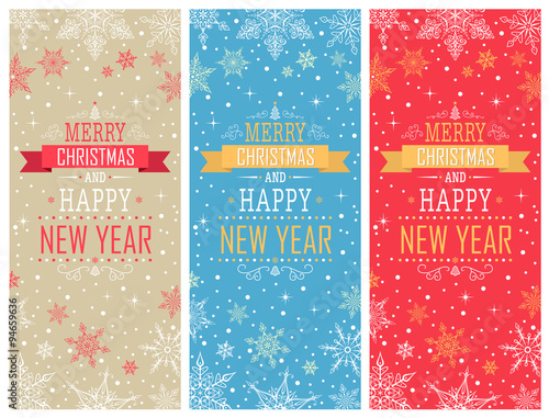 Christmas Vertical Banners - Illustration. Vector Set of Christmas Cards.