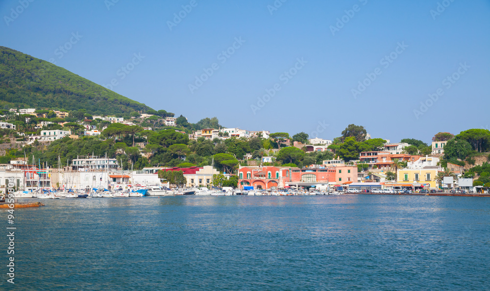 Coastal panoramic landscape, port of Ischia